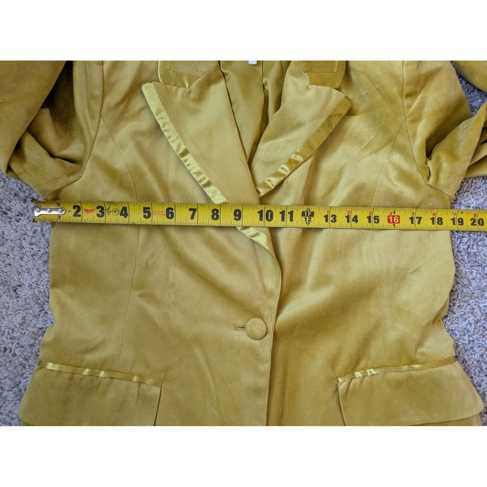 Avec Les Filles Faux‎ Suede Satin Trim Tuxedo Jacket Blazer Gold Holiday Size S - Picture 9 of 9